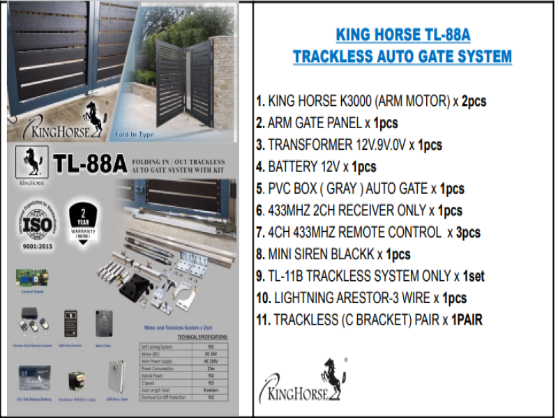 KING HORSE TL-88A TRACKLESS AUTO GATE SYSTEM ( 4FT )