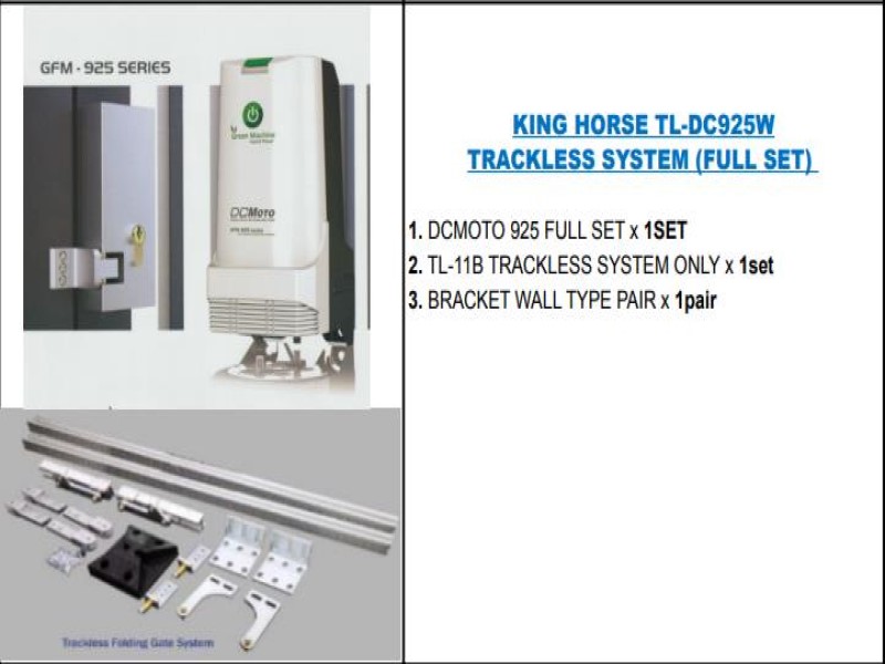 KING HORSE TL-DC925W TRACKLESS AUTO GATE SYSTEM (FULL SET) 