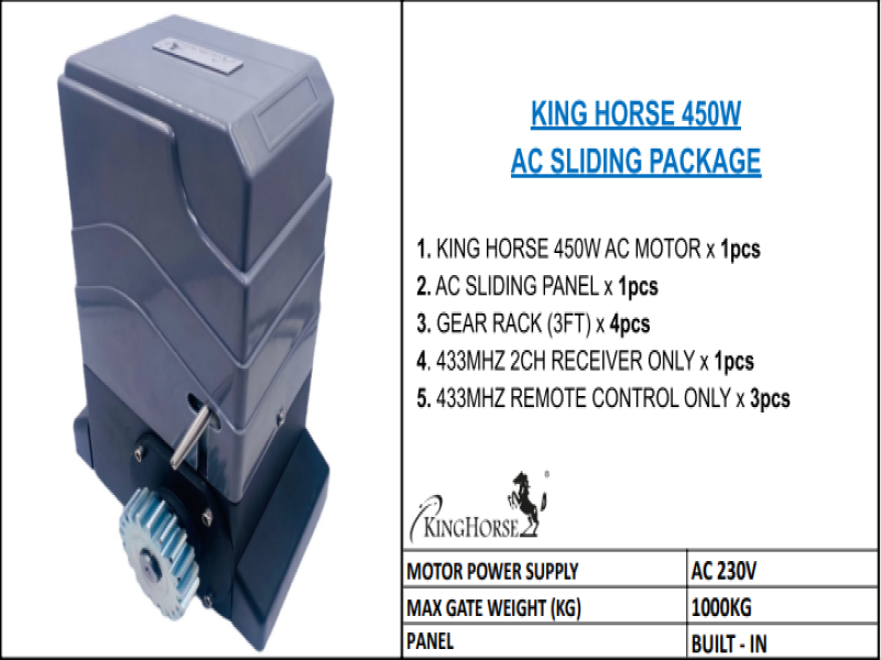 KING HORSE 450W / 1000KG ( F1 ) AC SLIDING PACKAGE