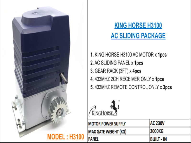 KING HORSE H3100 / BK2  AC SLIDING A/G PACKAGE
