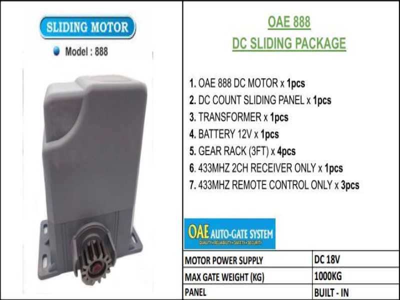 OAE 888 BUILD IN ( NYLON ) DC SLIDING A/G PACKAGE